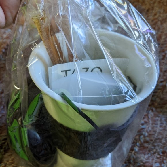 Coffee/Tea Cup W/black Lid And Tea Holder - Picture 2 of 8